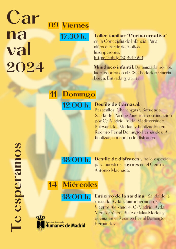 Programación de CARNAVAL 2024 | Ayuntamiento Humanes de Madrid - Bello ...